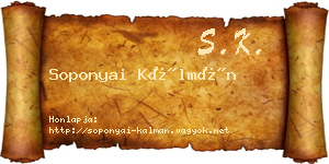 Soponyai Kálmán névjegykártya